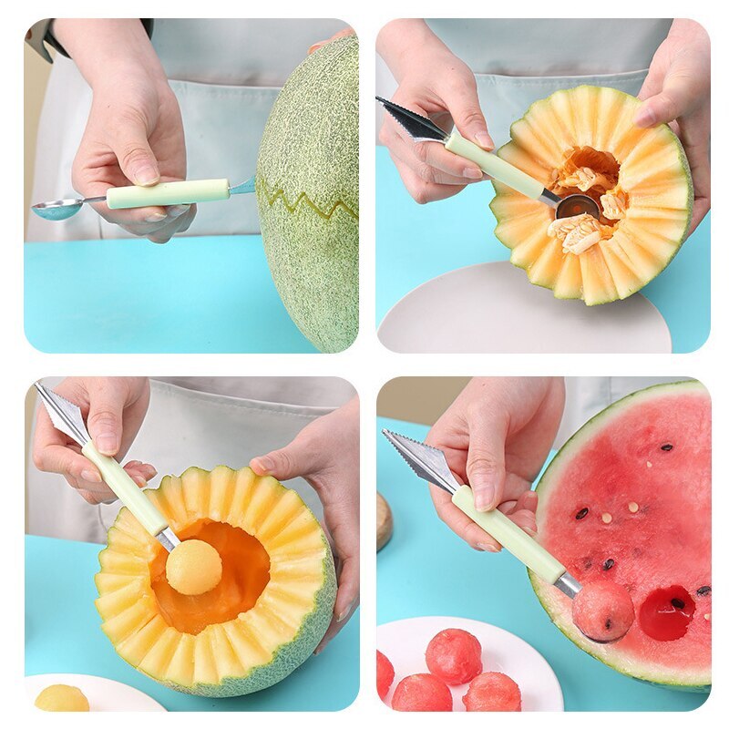 2-in-1 Stainless Steel Melon Baller & Fruit Carving Tool