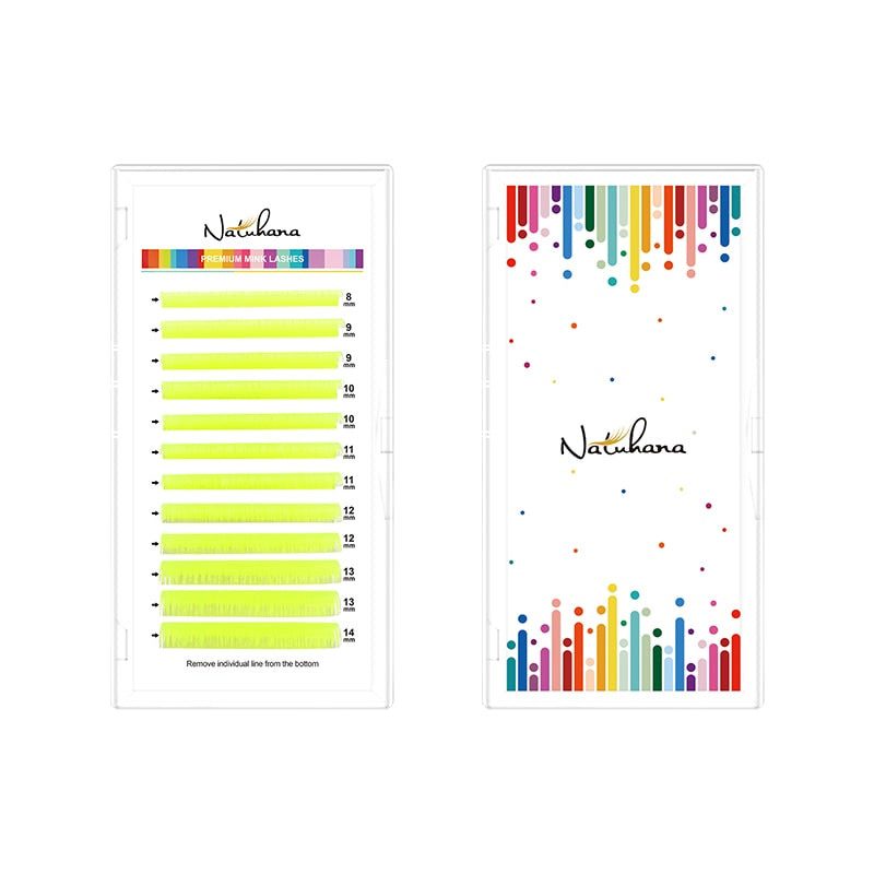 Fluorescent Green Glow-in-the-Dark UV Neon Lash Extensions - Vibrant, Colorful and Eye-catching Lashes for Eye Makeup.