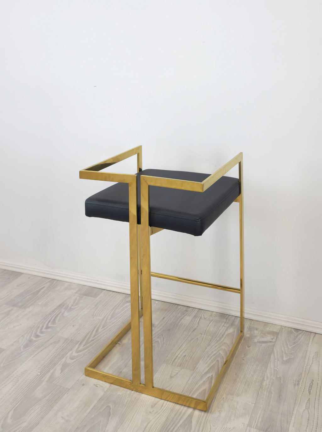 Arya Bar Stool in Black with Gold Frame