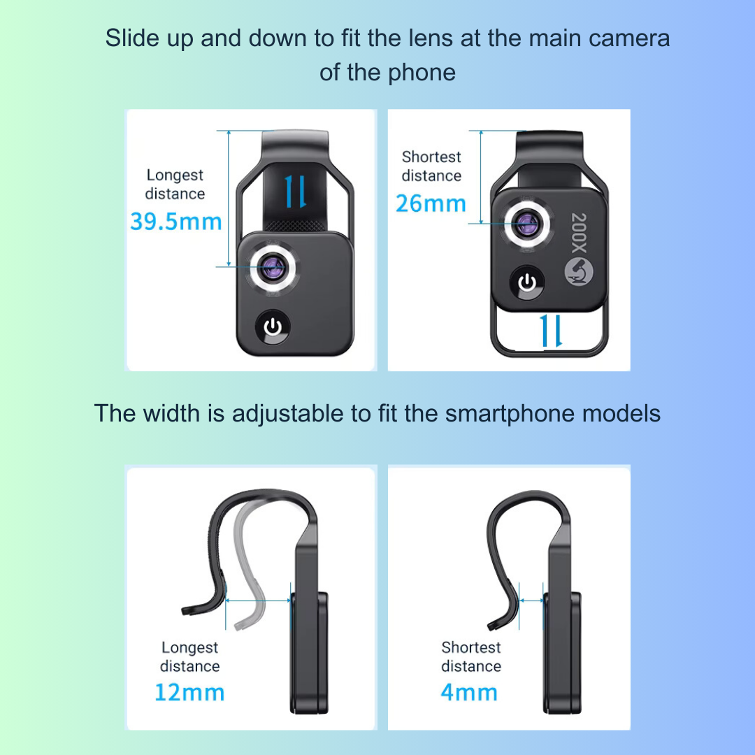 APEXEL 200X Digital Microscope Lens with CPL, LED Light, and Macro Lens for iPhone & Samsung Smartphones