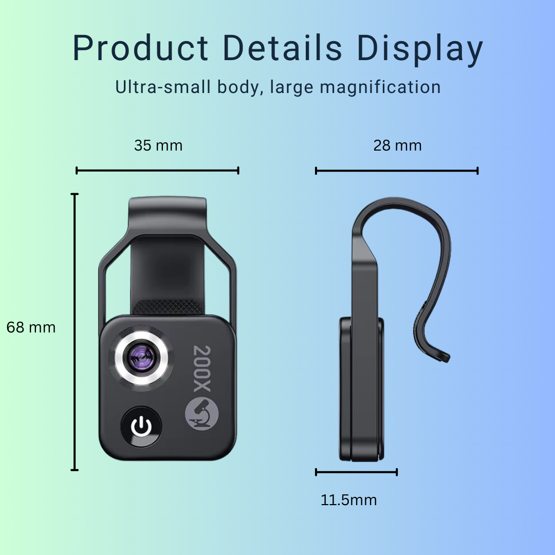 APEXEL 200X Digital Microscope Lens with CPL, LED Light, and Macro Lens for iPhone & Samsung Smartphones