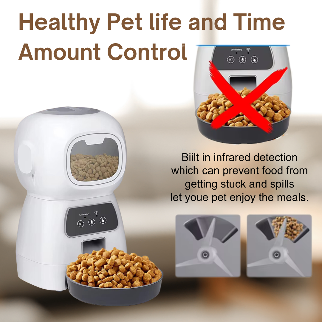 3.5L Smart Pet Feeder: Automatic Food Dispenser for Dogs and Cats with Timer and Water Fountain.