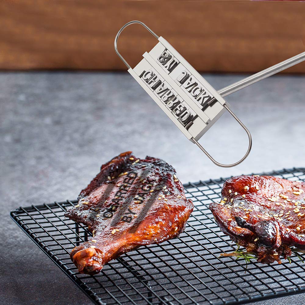 Personalized BBQ Meat Branding Iron - Changeable Letters Grill Marking Stamp Tool for Barbecue, Grilling, and Steak Names