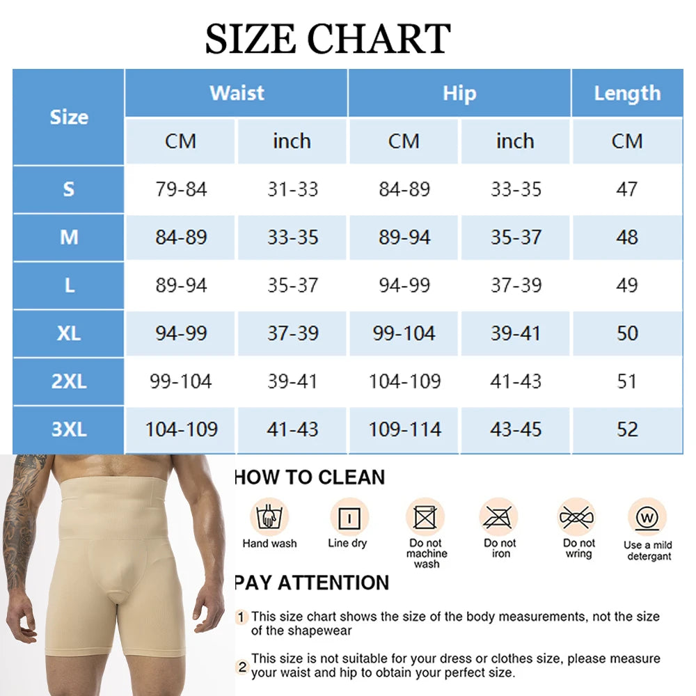 Vaslanda Men's High-Waist Compression Shapewear Shorts