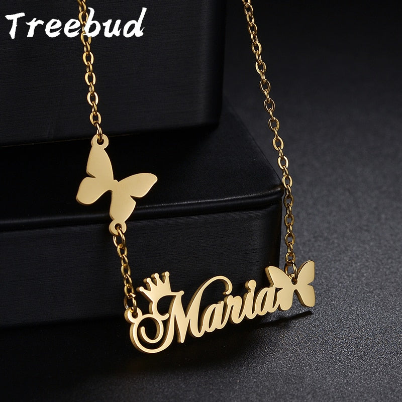 Custom Name Butterfly Necklace: Personalized Nameplate Pendant for Women - Thoughtful Party Jewelry Gift for Mom, Friend, or Lover