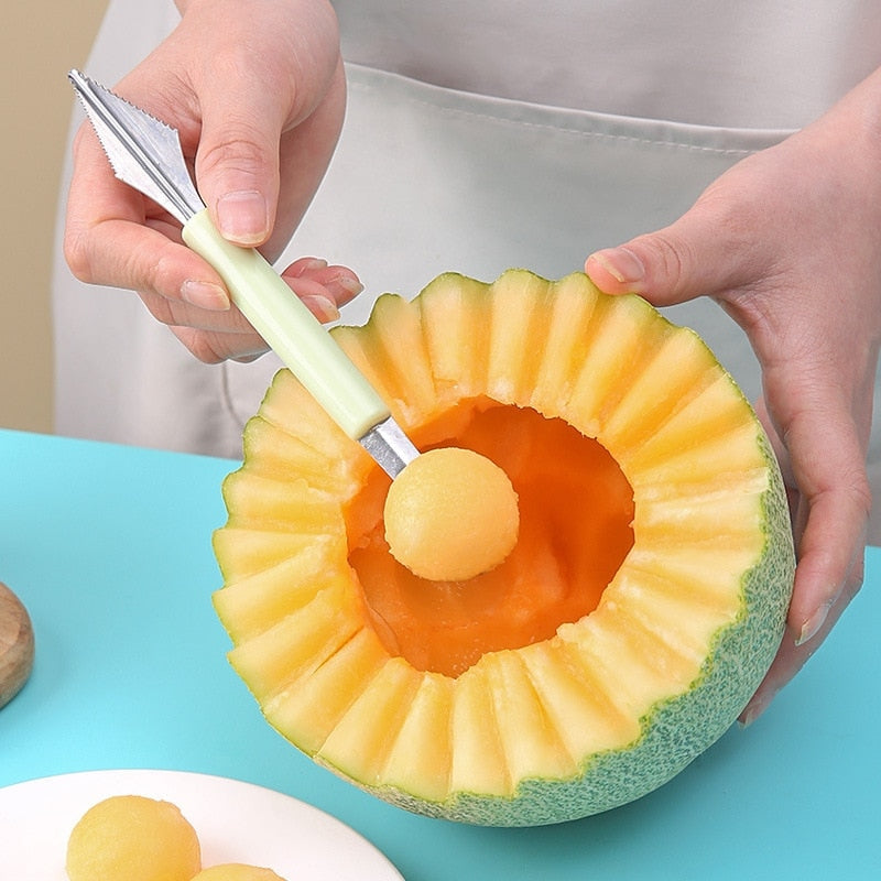 2-in-1 Stainless Steel Melon Baller & Fruit Carving Tool