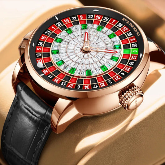 Original PINDU Design Limited Edition Revolving Roulette Game Diamond Dial Men's Watch