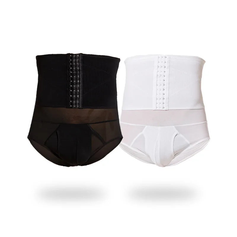 Men's High-Waist Tummy Control Shapewear Briefs | 3-Row Closure