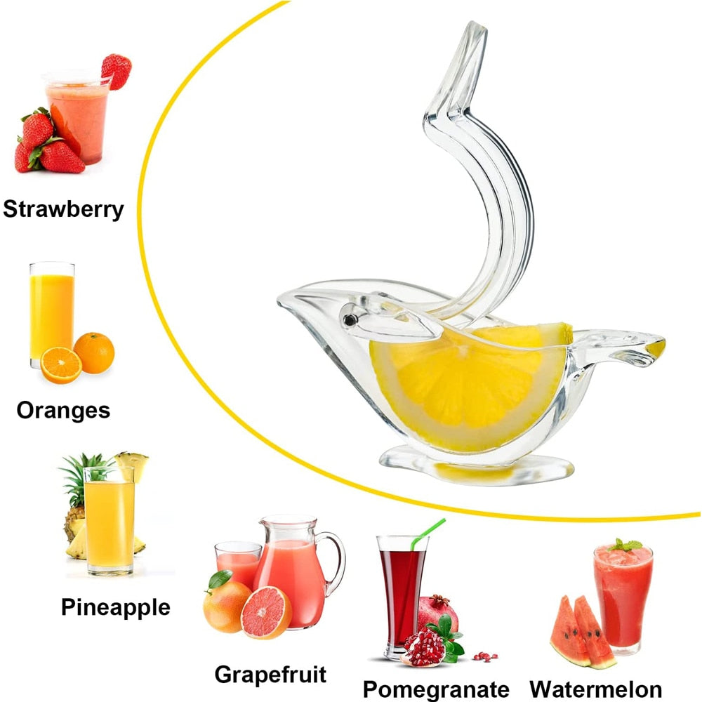 Clear Bird-Shaped Lemon Squeezer | Manual Citrus Wedge Press