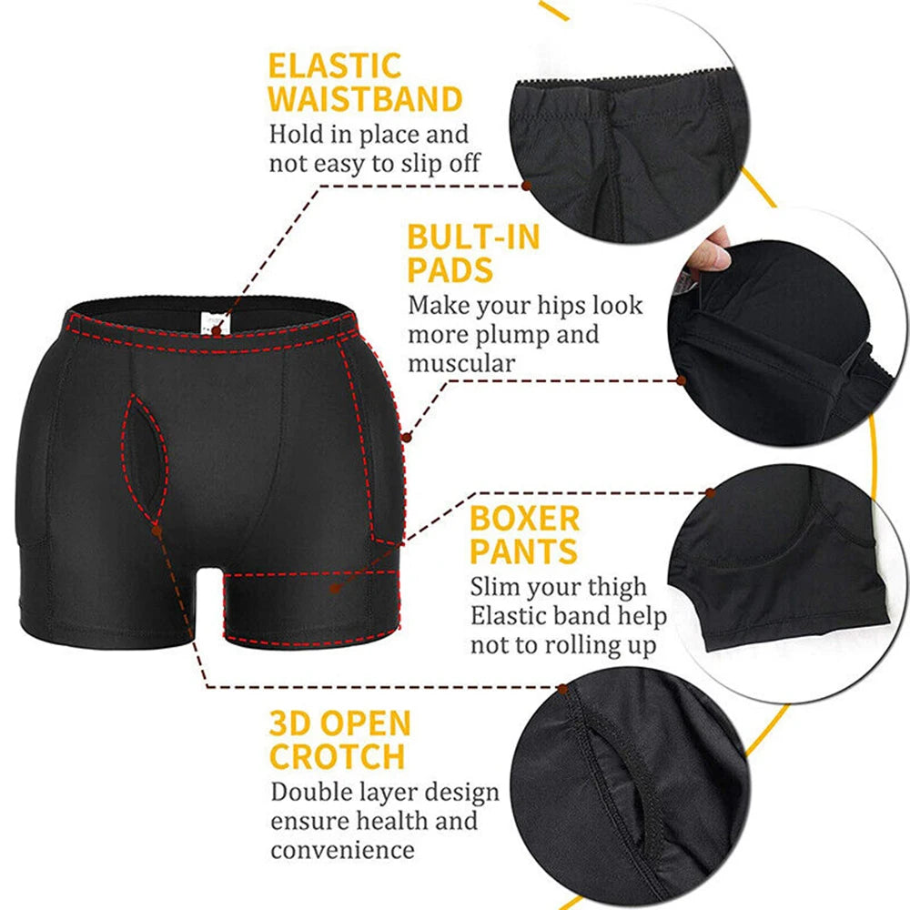 Men's Padded Shapewear Boxer Shorts | Hip Enhancing Body Shaper