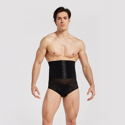 Men's High-Waist Tummy Control Shapewear Briefs | 3-Row Closure