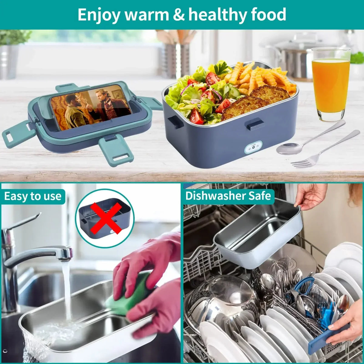 1.8L 60W Electric Heated Lunch Box for Car, Truck & Office