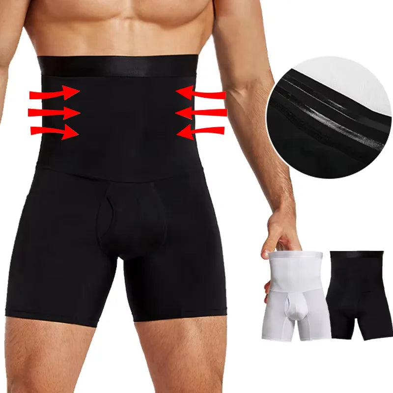 SELUDEE Men's High-Waist Tummy Control Shapewear Shorts
