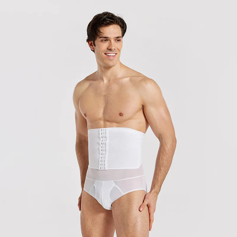 Men's High-Waist Tummy Control Shapewear Briefs | 3-Row Closure