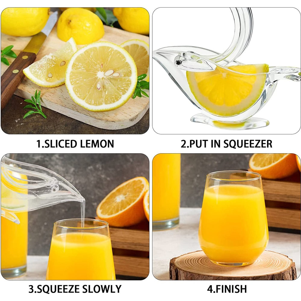 Clear Bird-Shaped Lemon Squeezer | Manual Citrus Wedge Press