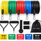 12-piece resistance bands set with handles, ankle straps, door anchor and carry bag