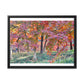 Sun-kissed Foliage" - Vibrant Framed Canvas Wall Art of Colourful Leaves on Trees in Sunlight
