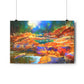 Beautiful fall river lines with colorful stones in autumn forest - Giclée Art Print