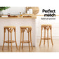 Artiss X2 Bar Stools Wooden Stool Counter Chair Kitchen Barstools Rattan Seat