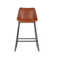 Set of 2 Bar Stools Kitchen Metal Bar Stool Dining Chairs PU Leather Brown