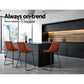 Set of 2 Bar Stools Kitchen Metal Bar Stool Dining Chairs PU Leather Brown