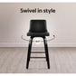 Artiss Set of 2 Wooden PU Leather Bar Stool - Black