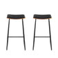 Artiss Set of 2 Backless PU Leather Bar Stools - Black and Wood