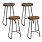Set of 4 Elm Wood Backless Bar Stools 75cm