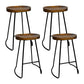 Artiss Set of 4 Elm Wood Backless Bar Stools 65cm - Black and Dark Natural