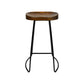Artiss Set of 4 Elm Wood Backless Bar Stools 65cm - Black and Dark Natural
