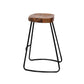 Artiss Set of 4 Elm Wood Backless Bar Stools 65cm - Black and Dark Natural
