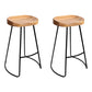 Artiss Set of 2 Elm Wood Backless Bar Stools 65cm - Black and Light Natural
