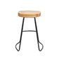 Artiss Set of 4 Elm Wood Backless Bar Stools 65cm - Black and Light Natural