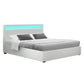 Artiss Bed Frame Double Size Gas Lift RGB LED White Cole
