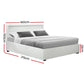 Artiss Cole LED Bed Frame PU Leather Gas Lift Storage - White Queen