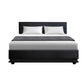 Artiss Lumi LED Bed Frame PU Leather Gas Lift Storage - Black Double