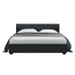 Artiss Vila Bed Frame Fabric Gas Lift Storage - Charcoal Queen