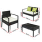 4 Seater Sofa Set Outdoor Furniture Lounge Setting Wicker Chairs Table Rattan Lounger Bistro Patio Garden Cushions Black