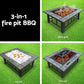 Fire Pit BBQ Grill Stove Table Ice Pits Patio Fireplace Heater 3 IN 1