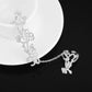 Vintage Flower Double Finger Ring with Full Rhinestone and Chain Link Design for Women and Girls