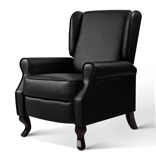 Recliner Leather Sofa Chair Armchair Lounge Black