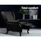 Recliner Leather Sofa Chair Armchair Lounge Black
