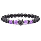 Wolf Charm Bracelets Men Natural Black Agates Onyx Stone Bracelet Brave Blue Tiger Eye Elastic 8 mm Beads Jewelry Beaded Pulsera