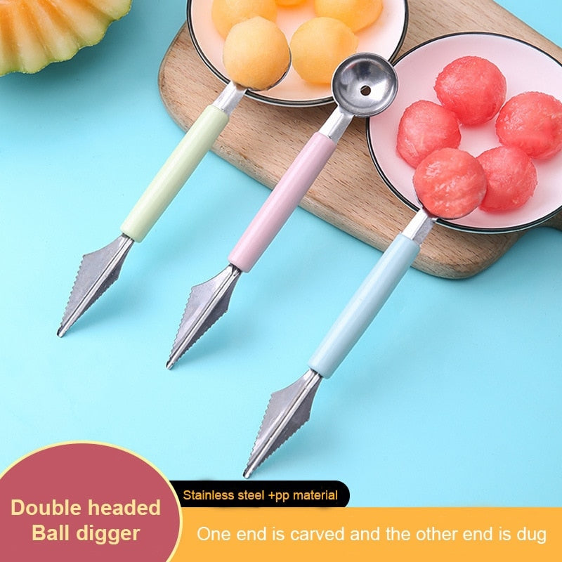 2-in-1 Stainless Steel Melon Baller & Fruit Carving Tool