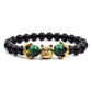 Wolf Charm Bracelets Men Natural Black Agates Onyx Stone Bracelet Brave Blue Tiger Eye Elastic 8 mm Beads Jewelry Beaded Pulsera