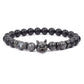 Wolf Charm Bracelets Men Natural Black Agates Onyx Stone Bracelet Brave Blue Tiger Eye Elastic 8 mm Beads Jewelry Beaded Pulsera
