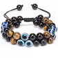 Triple Protection Bracelet 8mm Beads Bracelet Tigers Eye Black Obsidian Hematite Bracelet for Men Women Healing Crystal Bangle