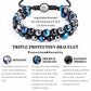 Triple Protection Bracelet 8mm Beads Bracelet Tigers Eye Black Obsidian Hematite Bracelet for Men Women Healing Crystal Bangle