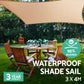Instahut 3 x 4m Waterproof Rectangle Shade Sail Cloth - Sand Beige