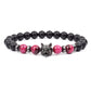 Wolf Charm Bracelets Men Natural Black Agates Onyx Stone Bracelet Brave Blue Tiger Eye Elastic 8 mm Beads Jewelry Beaded Pulsera